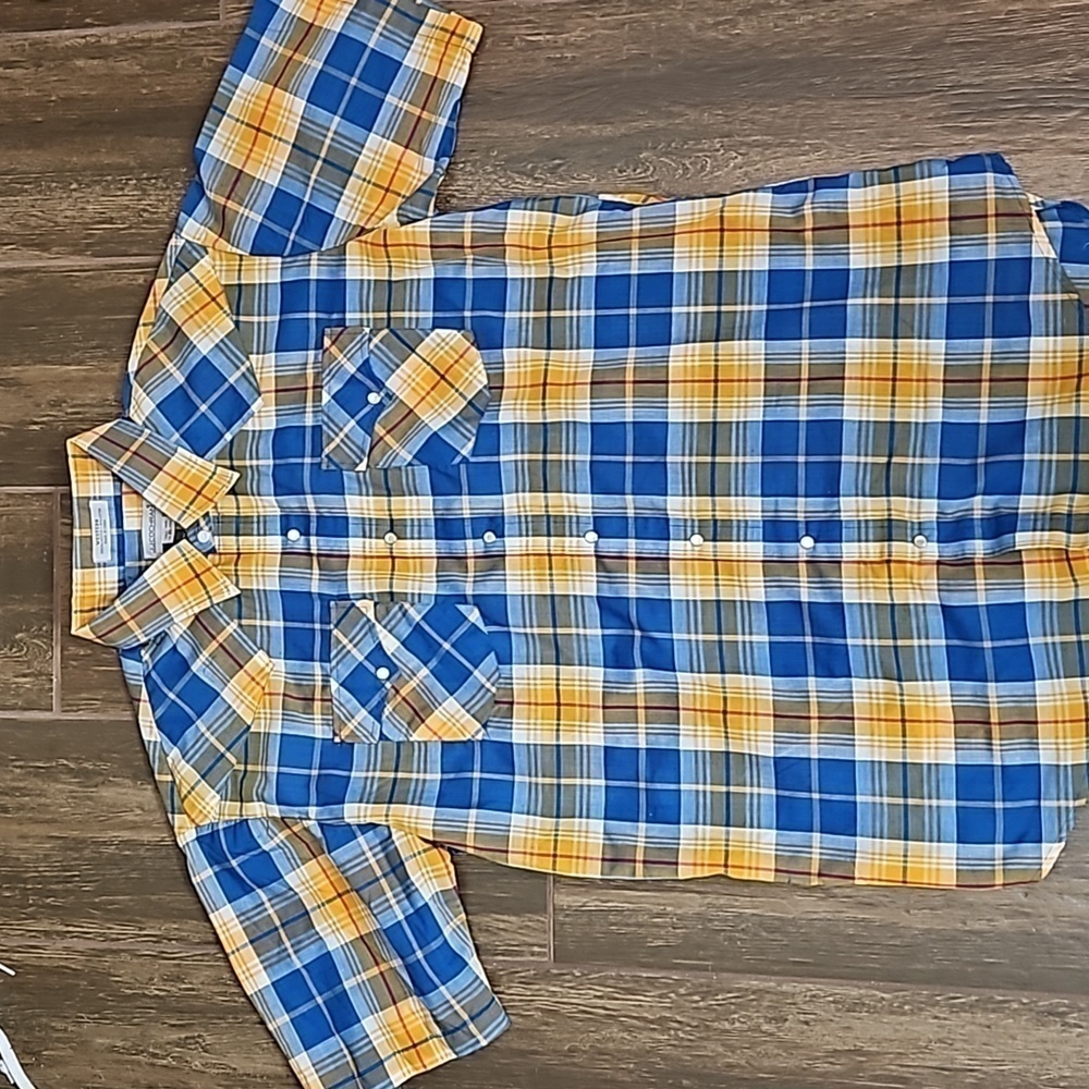 Mens JJ Cochran Western Plaid Shirt Sz 17 Tall XL Button Down